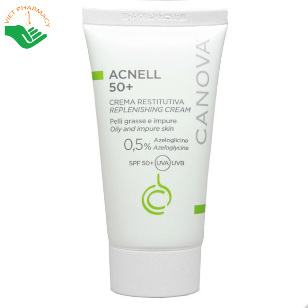 Kem ngừa mụn ban ngày dành cho da mụn, da kích ứng, nhạy cảm Canova Acnell 50+ replenishing cream